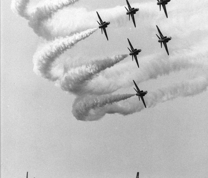 Red Arrows over RAF Binbrook Lightnings